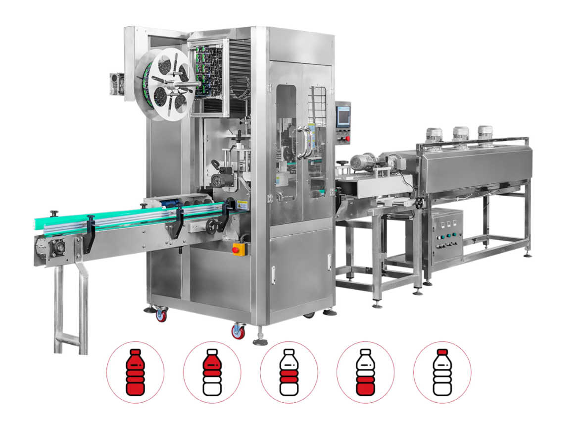 Máquina etiquetadora automática de mangas termoencogibles - Túnel de doble capa tipo vapor